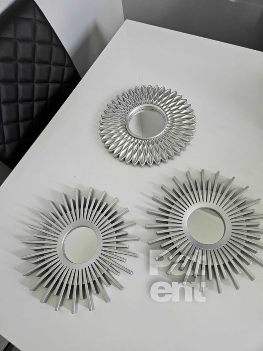 Lustra zestaw 3 luster w srebrnych ramkach do domu na ścianę dekoracja