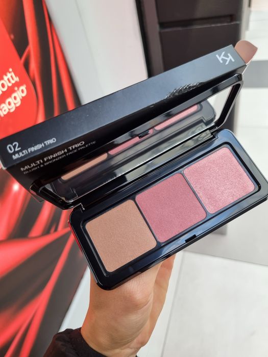 Палетка румян і бронзер Kiko Milano multi finish trio blush & bronzer 02