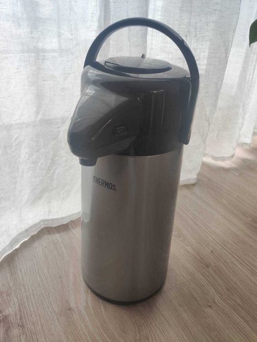 THERMOS termos z pompką / dzbanek termiczny 1,9L - stal, wkład szklany