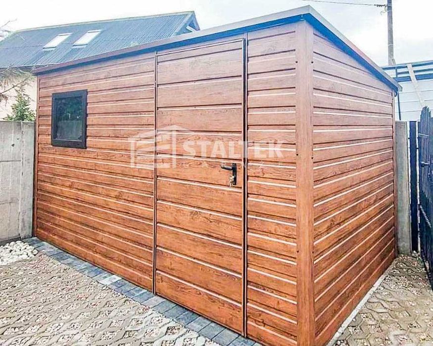 Domek Ogrodowy 3,5x2m Drzwi Okno Drewnopodobny Dach spad w tył ST142