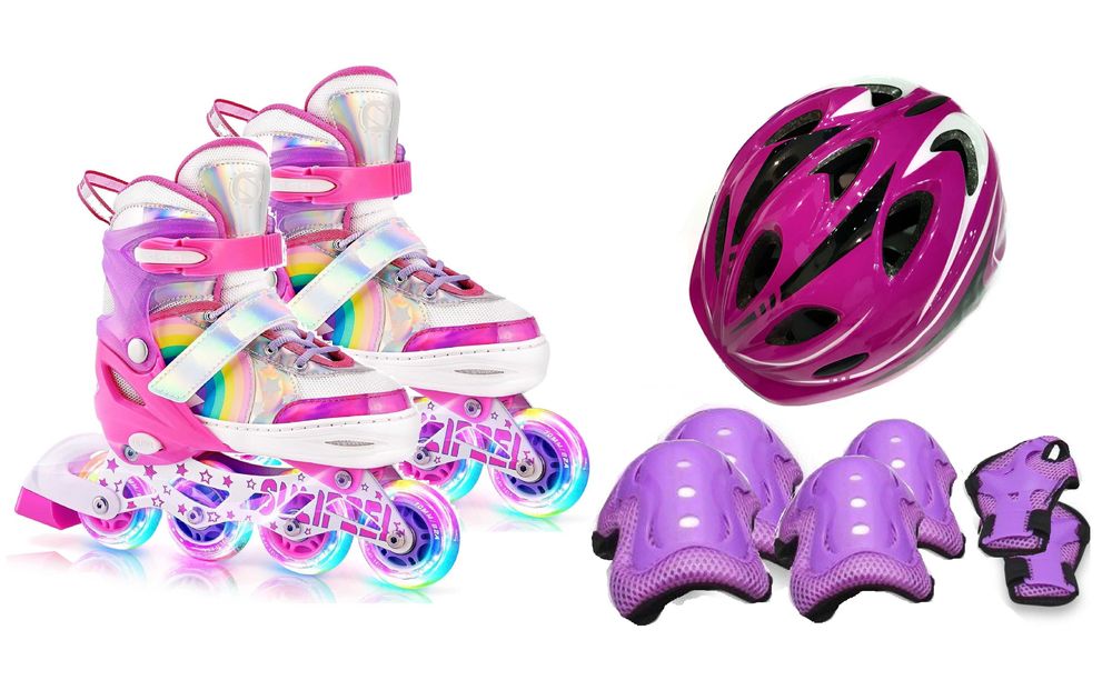 Роликові ковзани  світло р. 29-33, 34-38 шоломом захист ролики