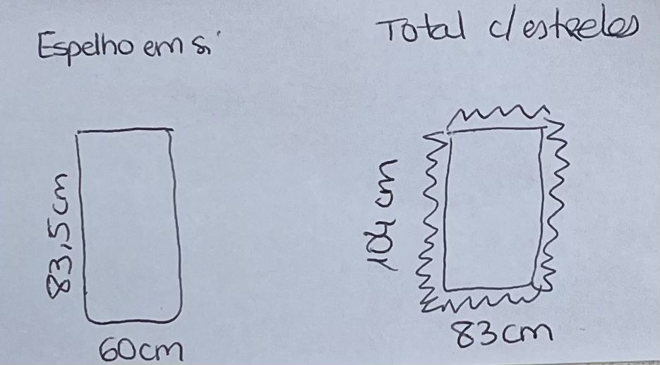 Espelho para cómoda ou sala de estar com estrelas dourado