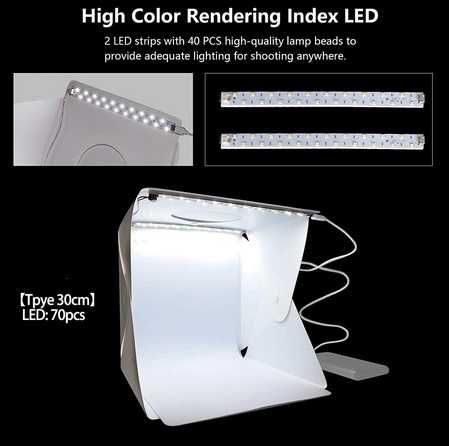 Mini Photo Studio 30x30x30 with Carry Bag, LED Lights, and 6 Backdrops64739396598019121