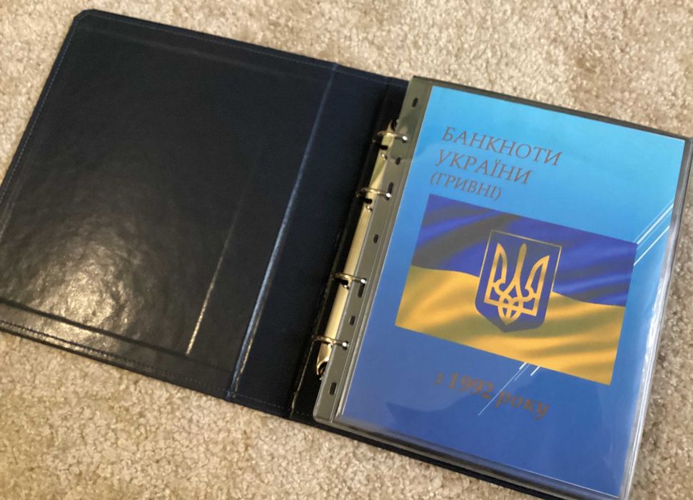 Банкноти України в Альбомі формата ОПТИМА з кольоровим оформленням (1-1000 гривень 1992-2026) 97 штук