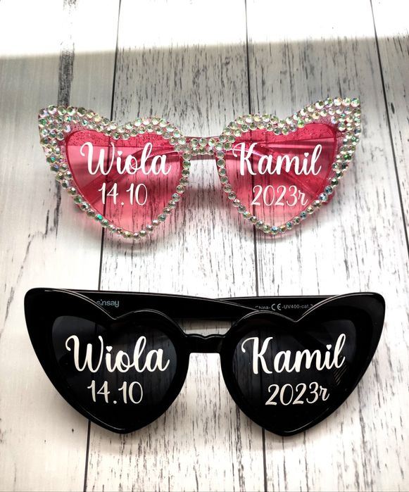 Okulary serca na wesele