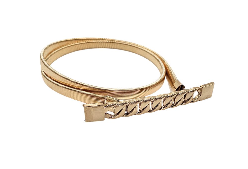 PASEK damski sprężynka ELASTYCZNY do sukienki złoty