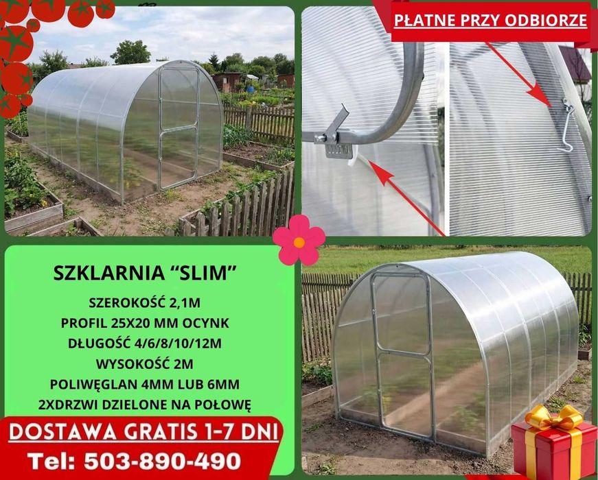 Szklarnia Ogrodowa 3x4m poliwęglan 4/6 mm Sprzedam Gratisy Świecie