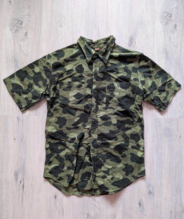 A Bathing Ape Bape Camo Open Collar Shirt made in Japan