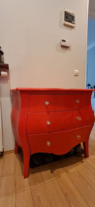 komoda rokoko w styl ludwikowski czerwona komoda glamour brzuchata