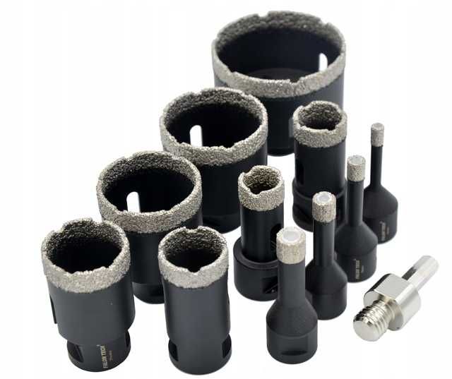 ZESTAW OTWORNICA WIERTŁO Diamentowe Do Gresu Płytek Koronki 6-68mm 12e