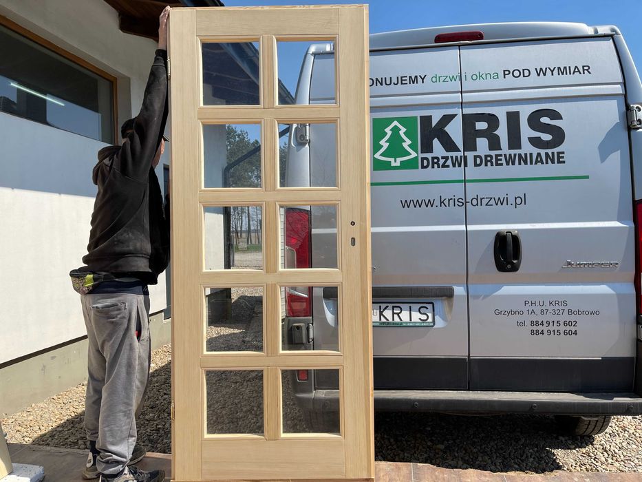 Drzwi zewnętrzne OD RĘKI sosnowe drewniane oscieżnicą CAŁA POLSKA