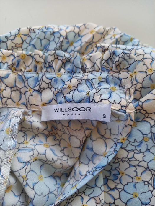 Elegancka sukienka WILLSOOR S plisowana kwiaty + złoty pasek Parfois