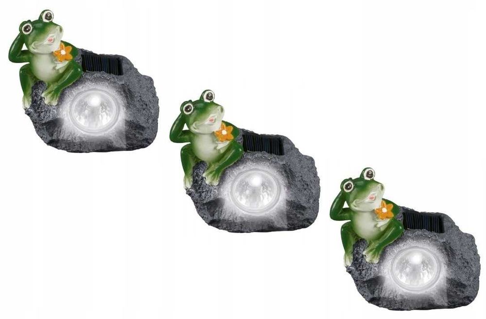 LIVARNO LUX 3 X Solarne lampy ogrodowe LED ŻABKA 3 sztuki nowe