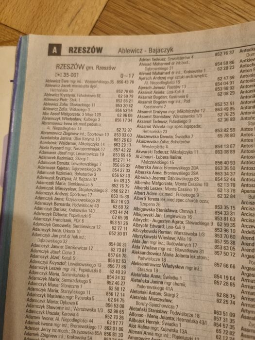 Książka telefoniczna woj rzeszowskiego z 1998r