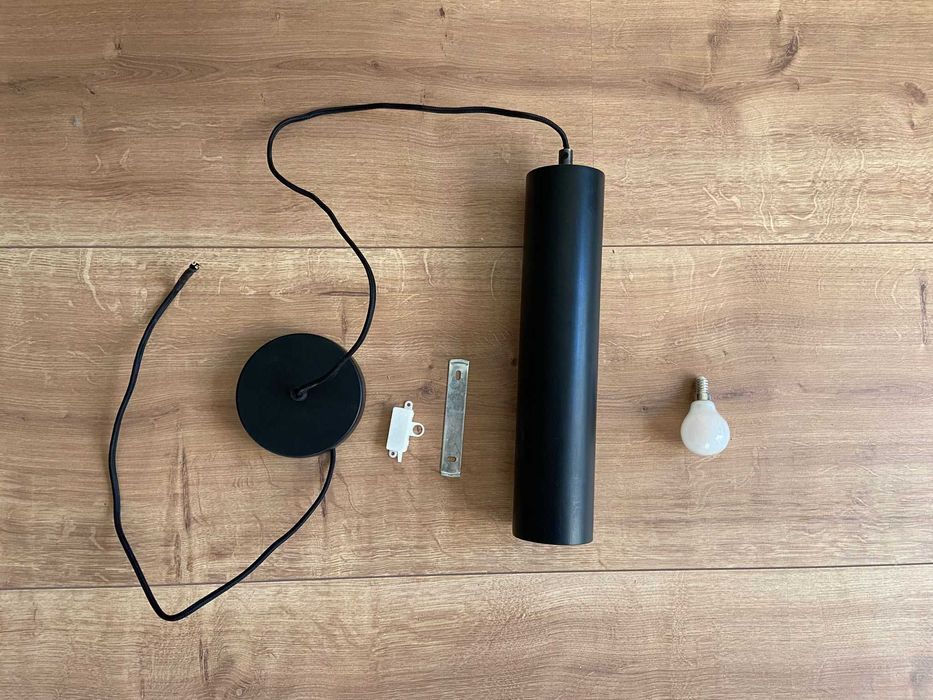 Candeeiro de Teto Suspenso Tubular Minimalista Preto Mate (Completo + Lâmpada)