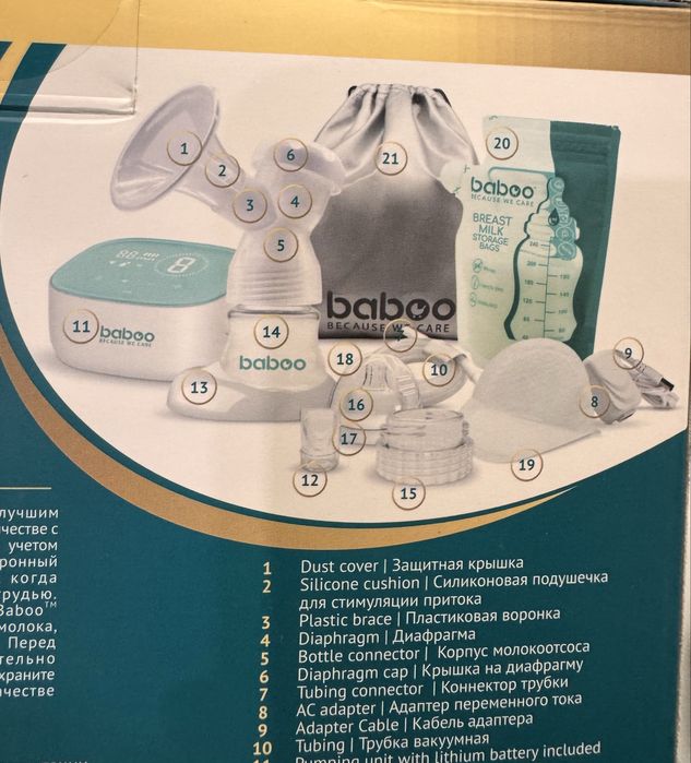 Молоковідсмоктувач електричний BABOO з технологією 3D-всмоктування