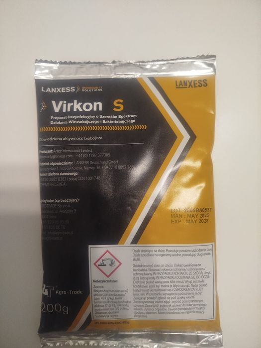3 sztuki środek do dezynfekcji virkon S 600 g termin 05.2028