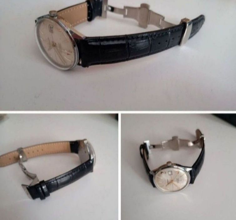 Czarny skórzany pasek do zegarka 22mm