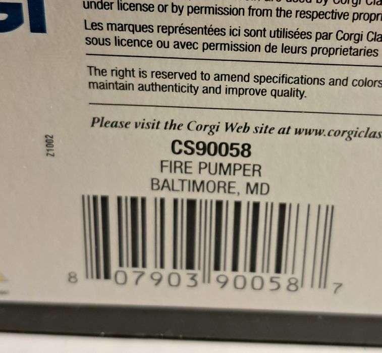 Corgi Fire Heroes 1/43, Camiões de Bombeiros
