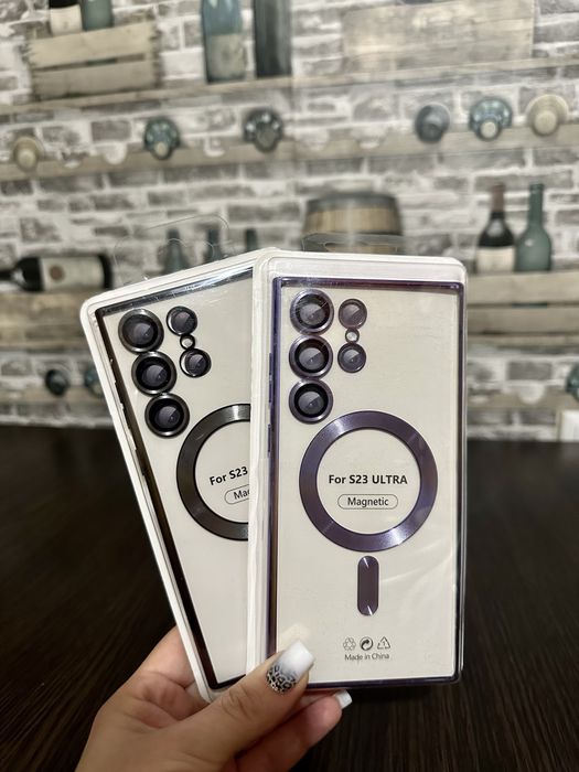 Силиконовый чехол TPU Metallic Full Camera with Magsafe для Samsung