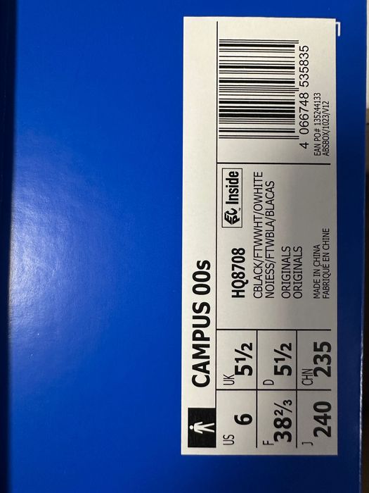 adidas Originals Campus 00s Core Black/Cloud White 38 2/3