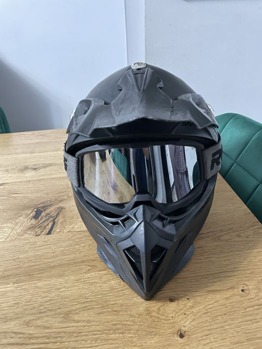 Kask pełny motocross +2 pary gogli