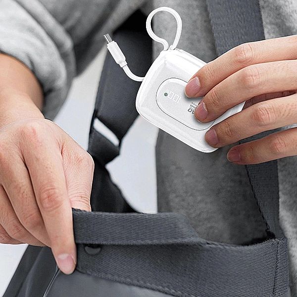 Powerbank Dudao K32/10000 mAh z wbudowanym kablem USB-C/Lightning - bi