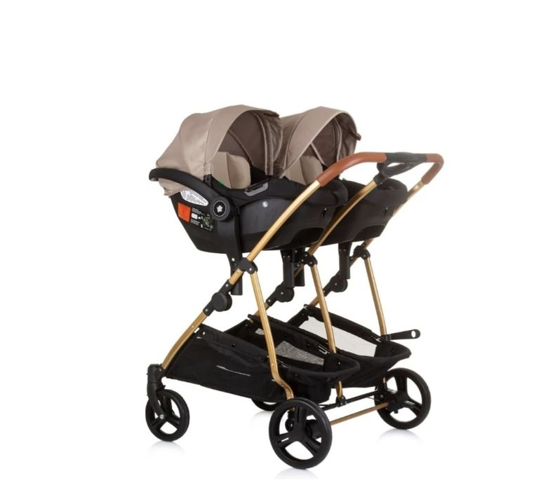 Carrinho de Bebê Gêmeo Smart Duo com 2 Grupo 0+ Obsidian Gold CHIPOLINO