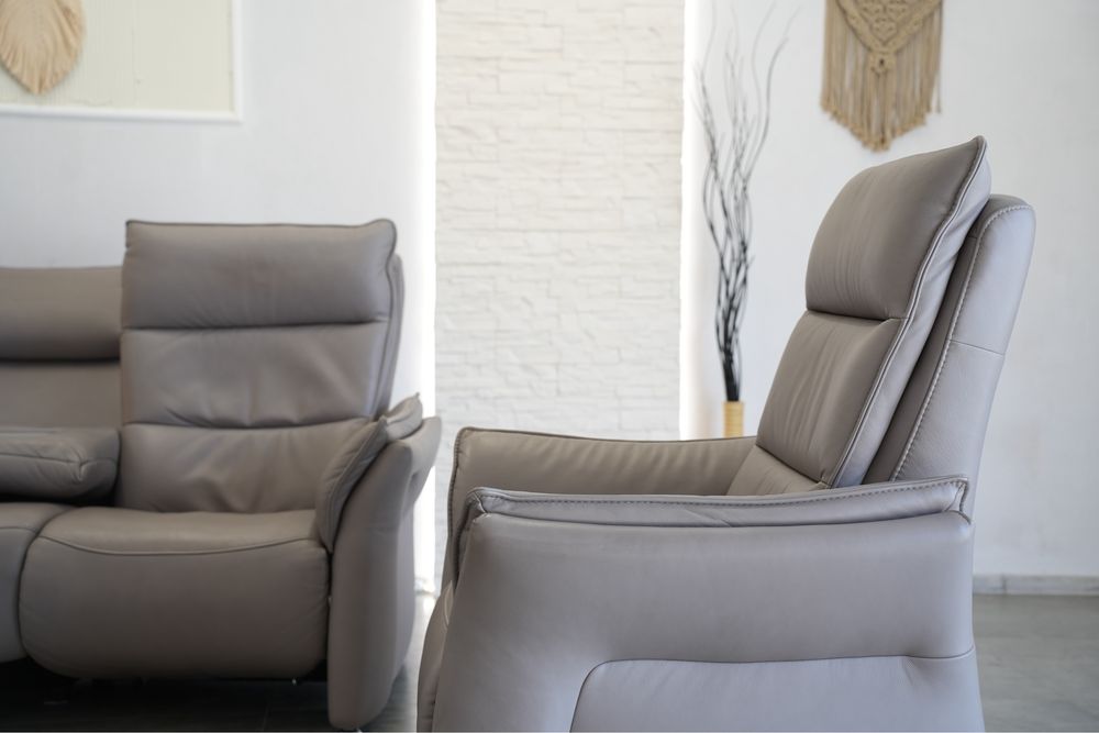 Skórzany komplet wypoczynkowy 3+1 Wohnwert (relaksy)