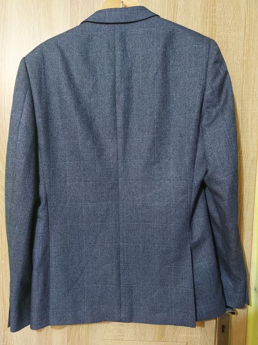 Garnitur męski granatowy w kratke