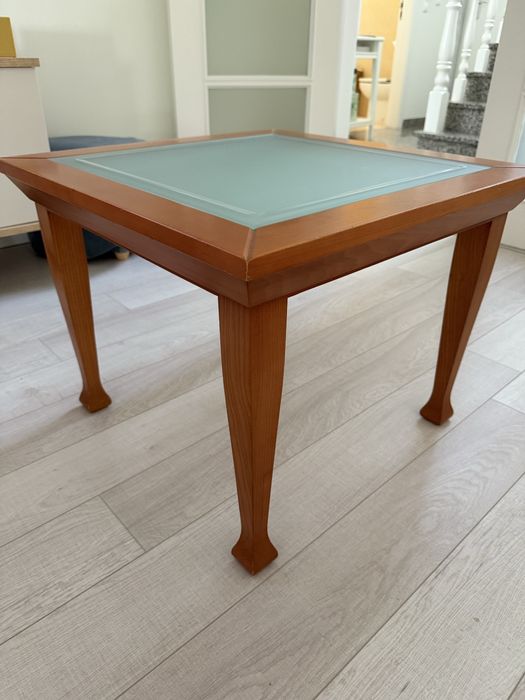 Mesa centro sala madeira Cerejeira e Vidro linha Pico