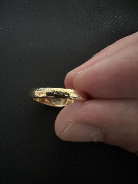 Anel ouro português 19,2k maciço com Diamante
