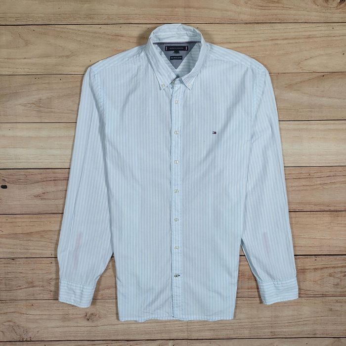 TOMMY HILFIGER Koszula Męska 80's Two Ply Cotton w Paski r. XXL