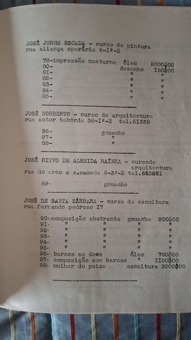 Programa exposição belas artes José escada Bartolomeu Cid  bertholo