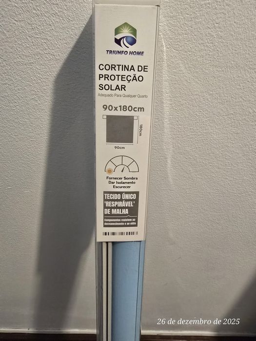 2 Cortinados rolo de cor azul 90 cm.