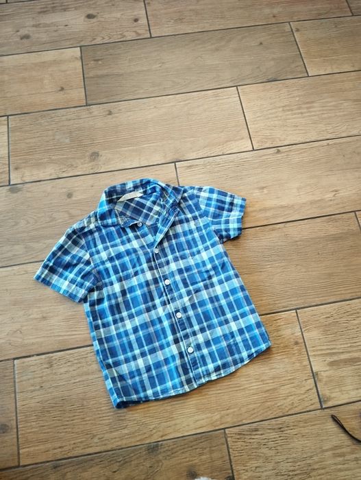 Koszula w kratę z krótkim rękawem dla chłopca 116