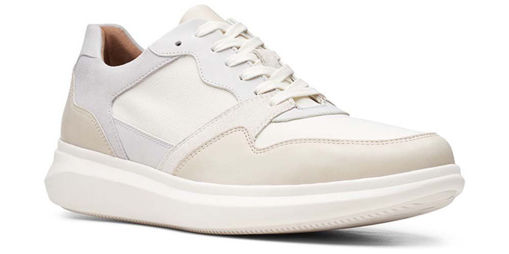 Clarks Półbuty męskie - Un Globe Run - r 42,5 - białe, skóra licowa