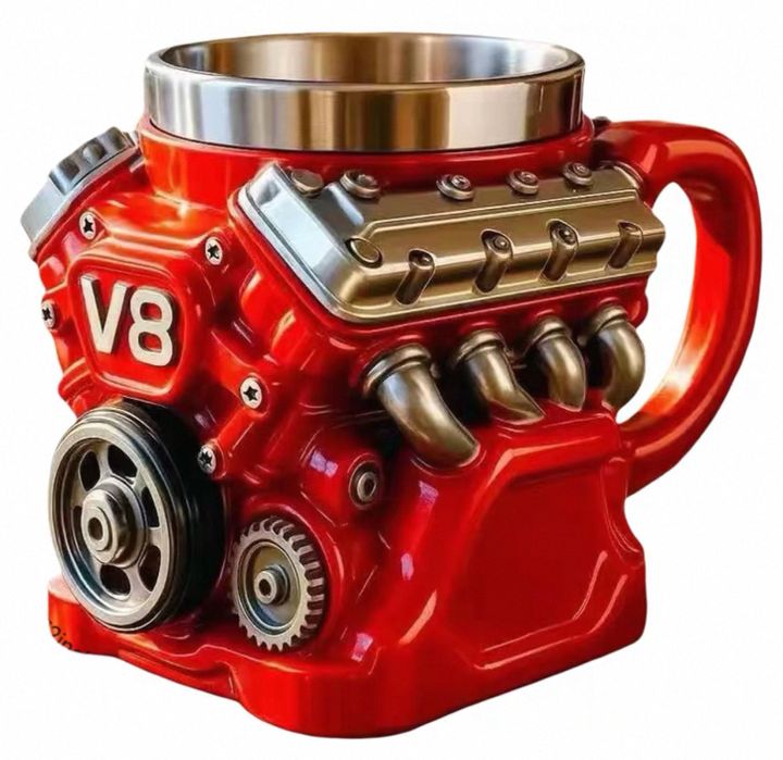 Motor V8. A sua caneca para tomar a sua bebida preferida. Lindissimo