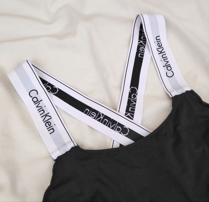 Чорне боді з лого Calvin Klein перехрест на спині бавовна купальник