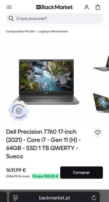 Portátil Dell Precision 7760 | i7-11850H | 48GB RAM | SSD 1TB | NVIDIA Quadro RTX A3000 | 17.3" IPS FHD | Win 11 LTSC | Workstation Profissional