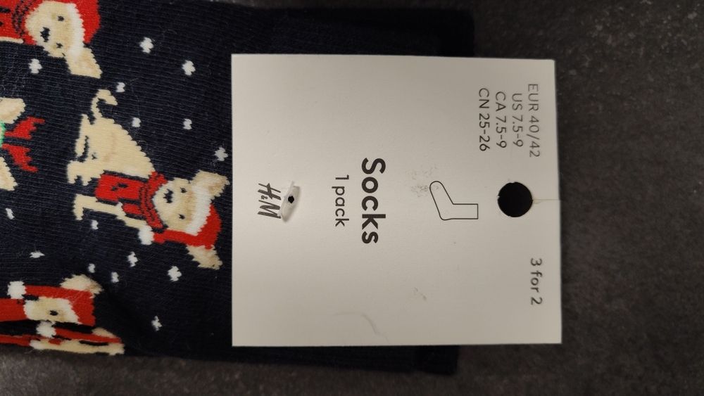 Skarpetki H&M r. 40-42 świąteczne NOWE 1 para