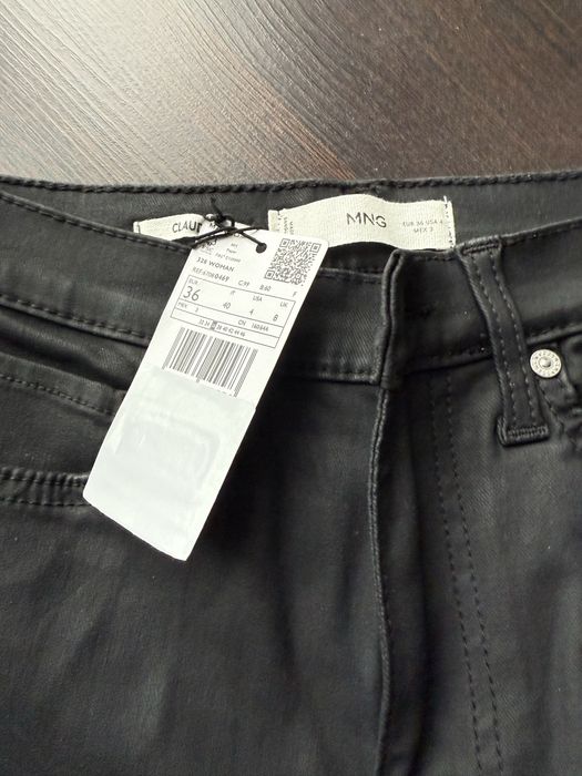 Mango nowe woskowane jeansy czrny kolor r.36