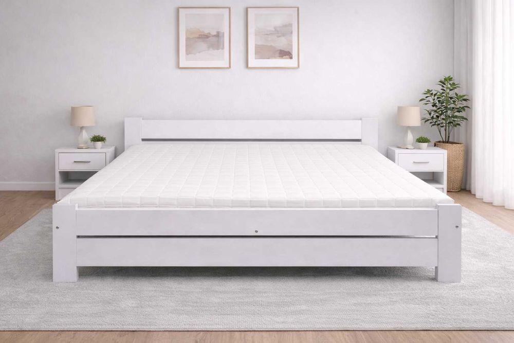 Duże łóżko 180x200 + Materac sprężynowy 18 cm wysoki