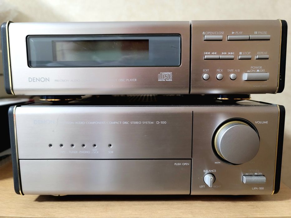 Винтажная мини система Denon D100 (ресивер и СД плеер)