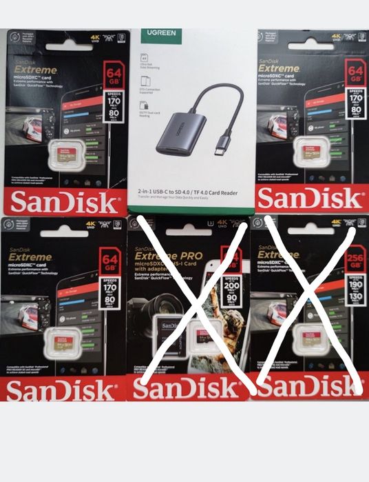 карти SanDisk Extreme 128Gb Lexar usb3 CardReader Ugreen UHS-ll 256Gb