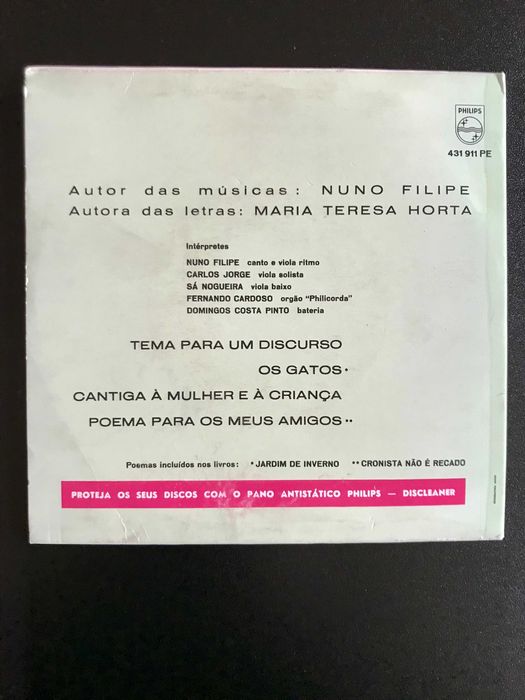 Disco Vinil 7" EP de Nuno Filipe ‎– Tema Para Um Discurso [RARO]