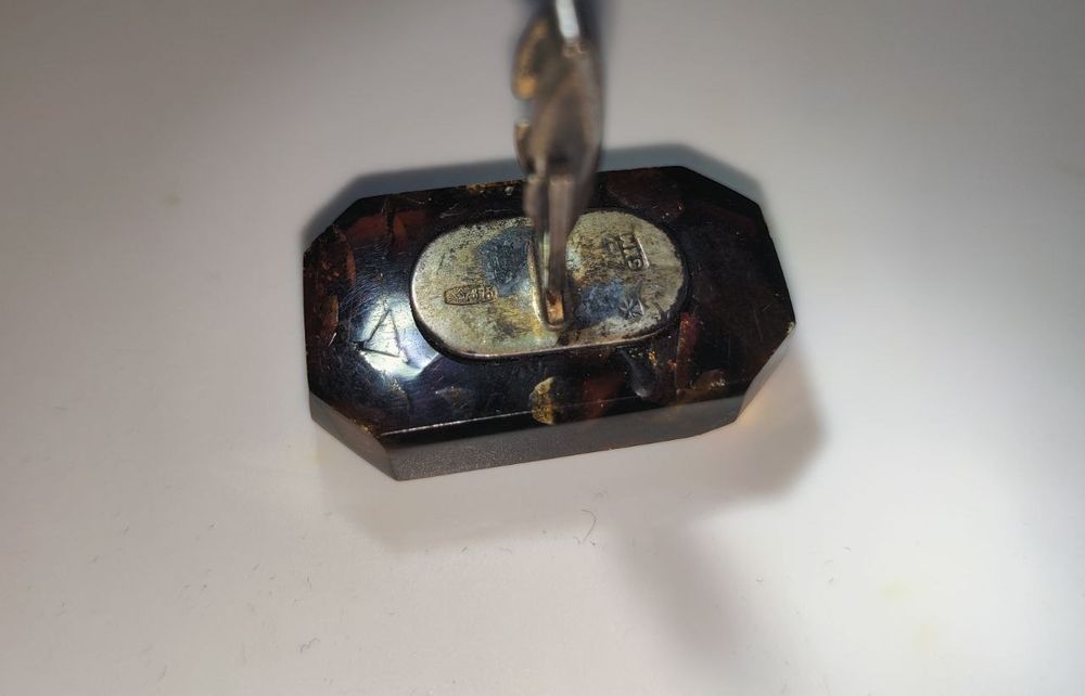 Запонки бурштин ( янтарь) срібло