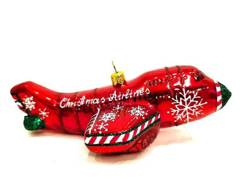 Samolot Christmas Airlines - bombka choinkowa  05s63R bombkizebra