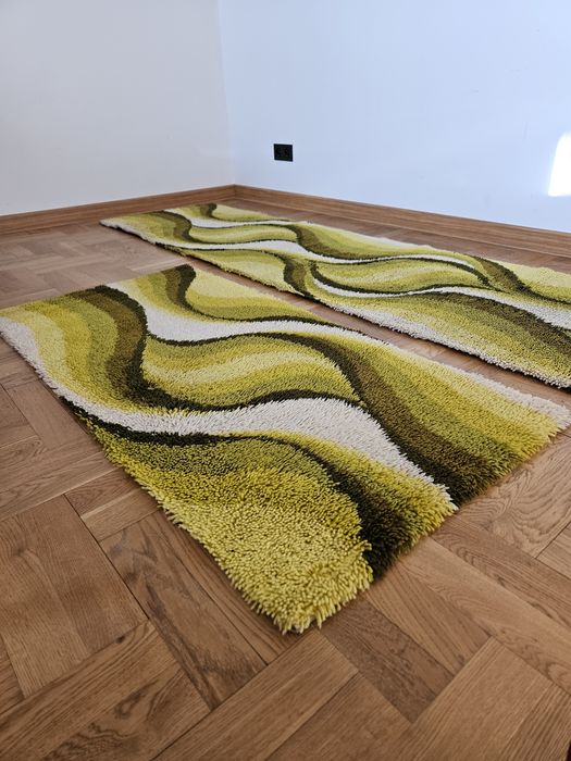 Zestaw dywan desso chodnik włochacz shaggy retro vintage space age