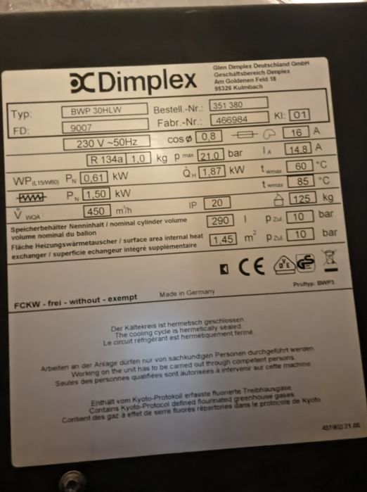 Pompa ciepła do CWU Dimplex BWP 30HLW
DIMPLEX BWP 30HLW